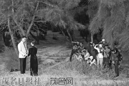摄影爱好者在现场创作。茂名日报社全媒体记者 李颜东 摄<br>
