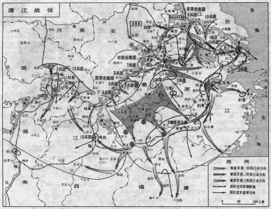 渡江战役示意图<br>